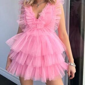 Mable Pink Ruffle Dress​